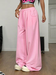 Sparkly Rhinestone Graphics Baggy Low Rise Wide Leg Pants