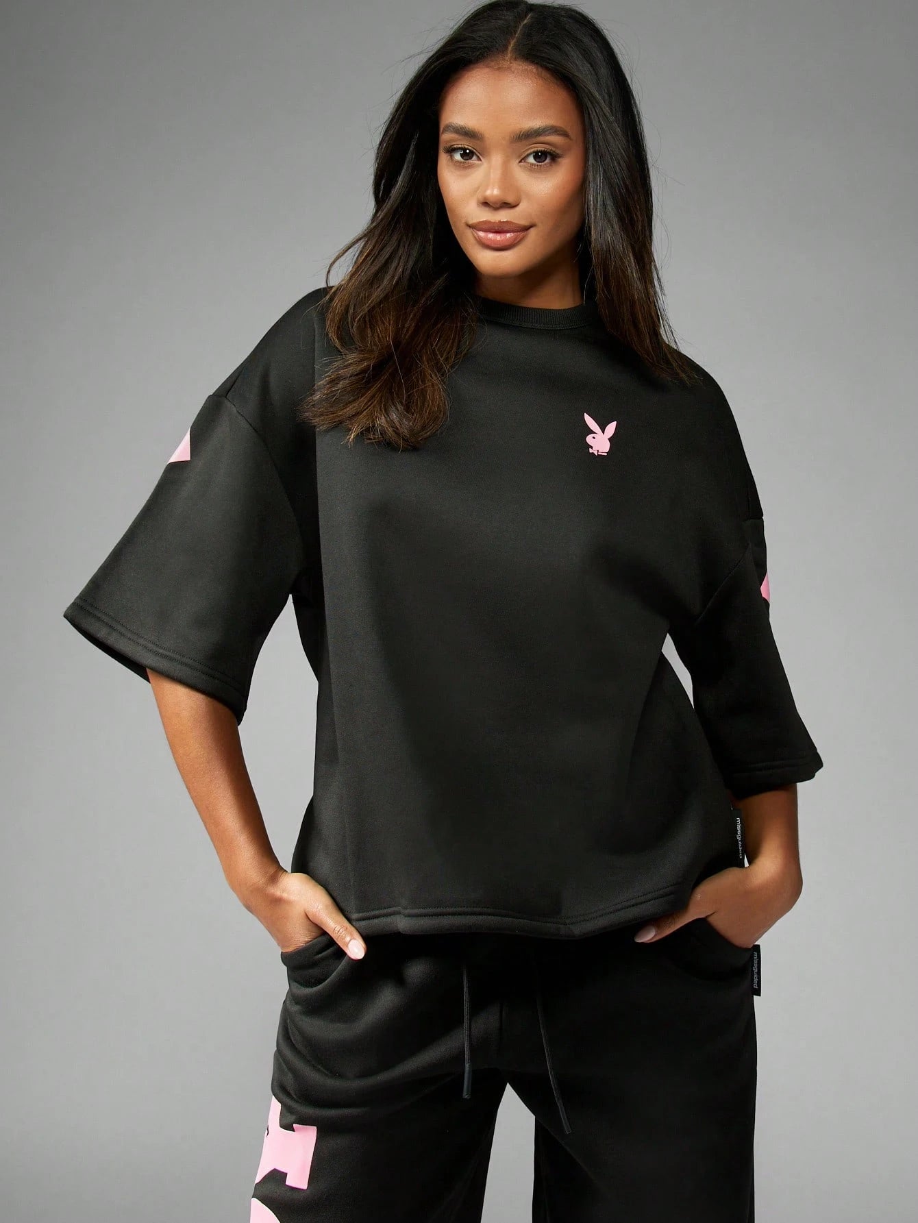 Playboy Oversized Streetwear Back Logo Print  T-Shirt