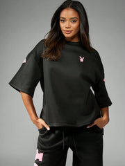 Playboy Oversized Streetwear Back Logo Print  T-Shirt