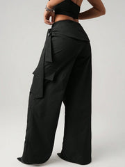 Streetwear Low Waist Loose Wide Leg Trousers With Asymmetrical Waist Belt
