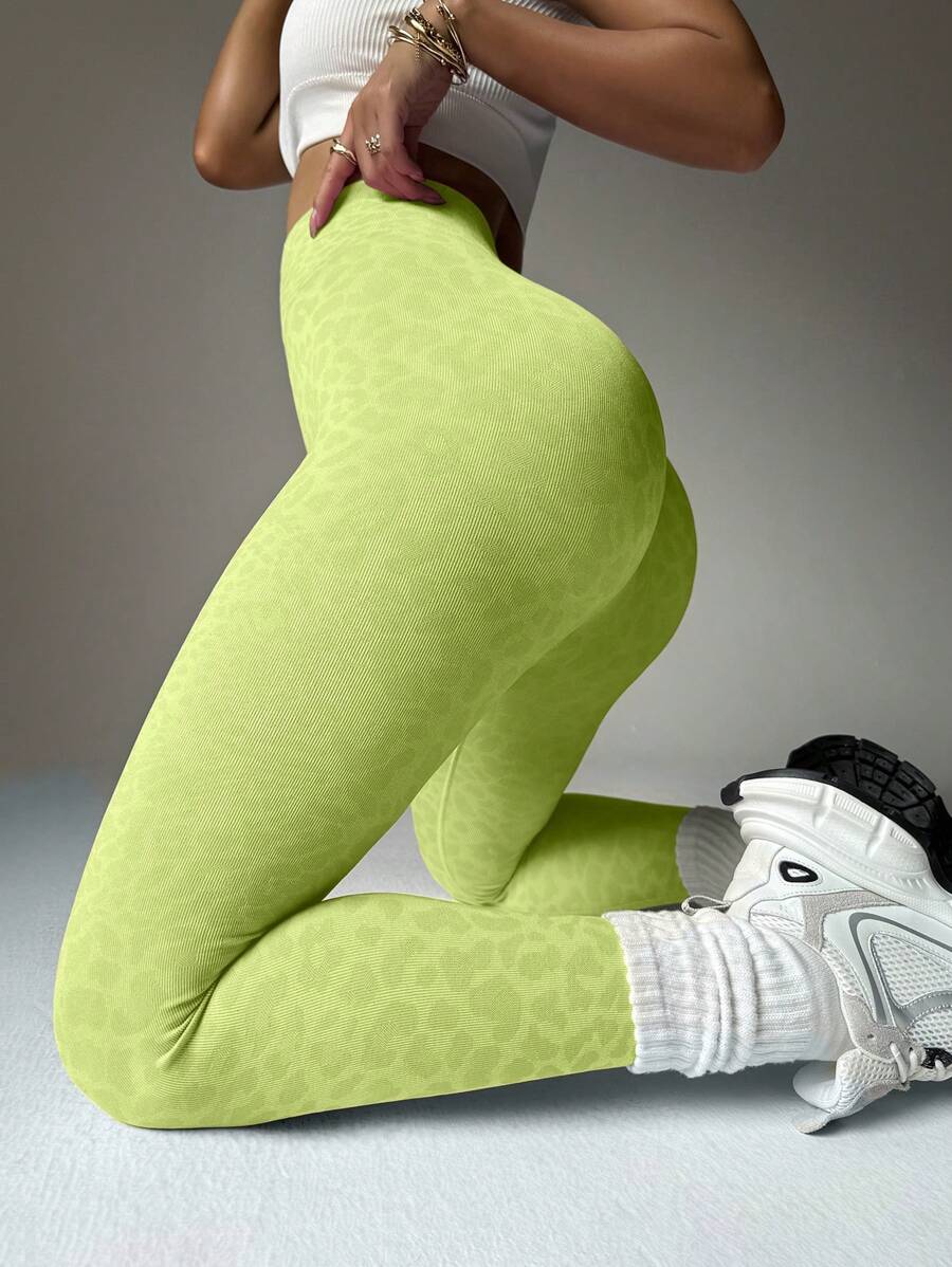 High Waisted Leopard Print Elastic Sports Leggings