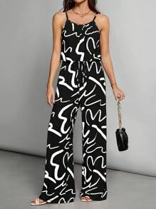 Casual Suspender Belt Wide-Leg Pants Jumpsuit