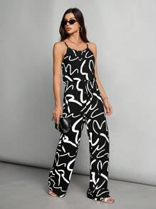 Casual Suspender Belt Wide-Leg Pants Jumpsuit