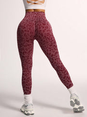 Leopard-Print Jacquard Seamless High-Stretch Sports Leggings
