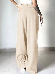 Solid Color Loose Fit Wide Leg Pants