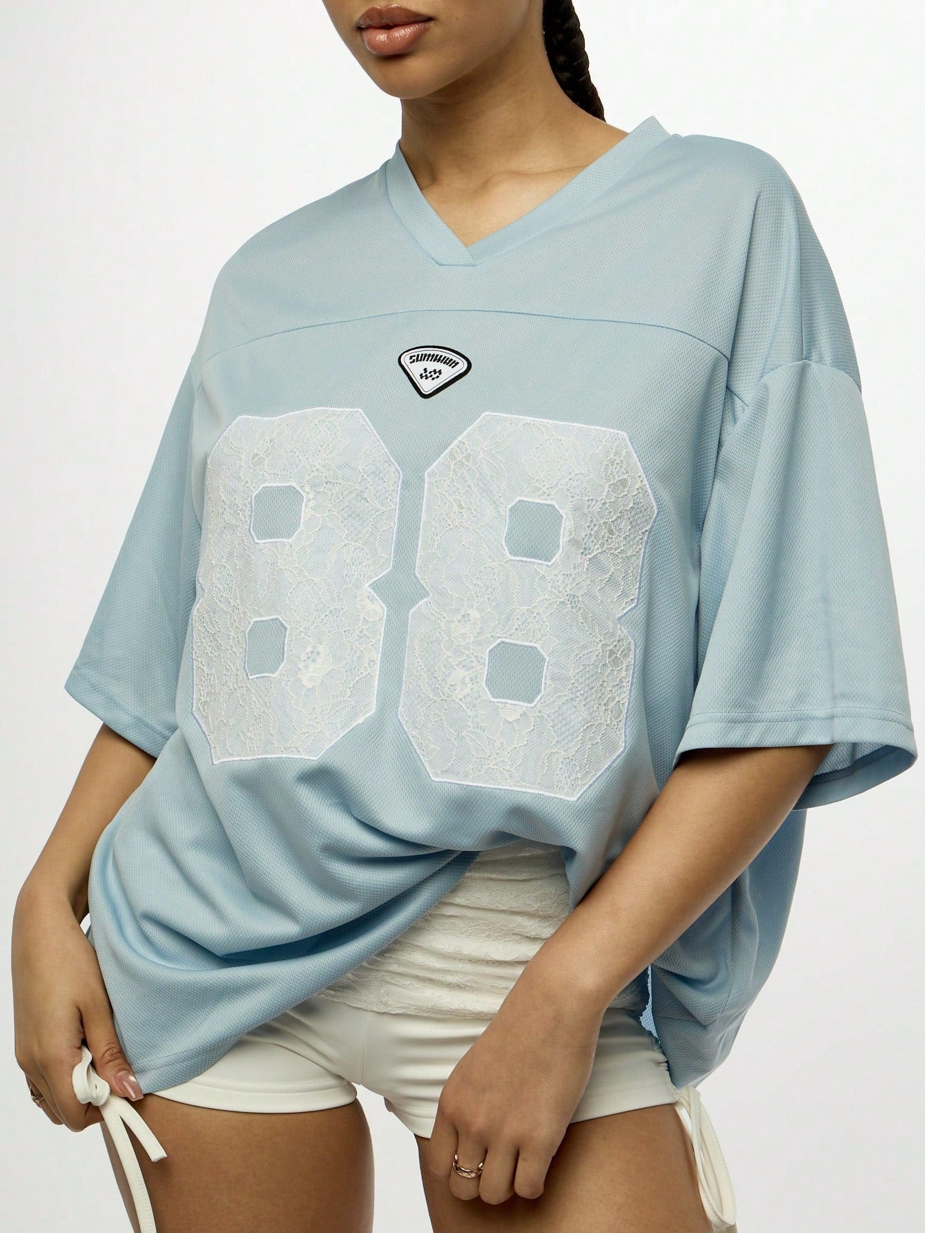 Oversized Varsity Number Applique T-Shirt
