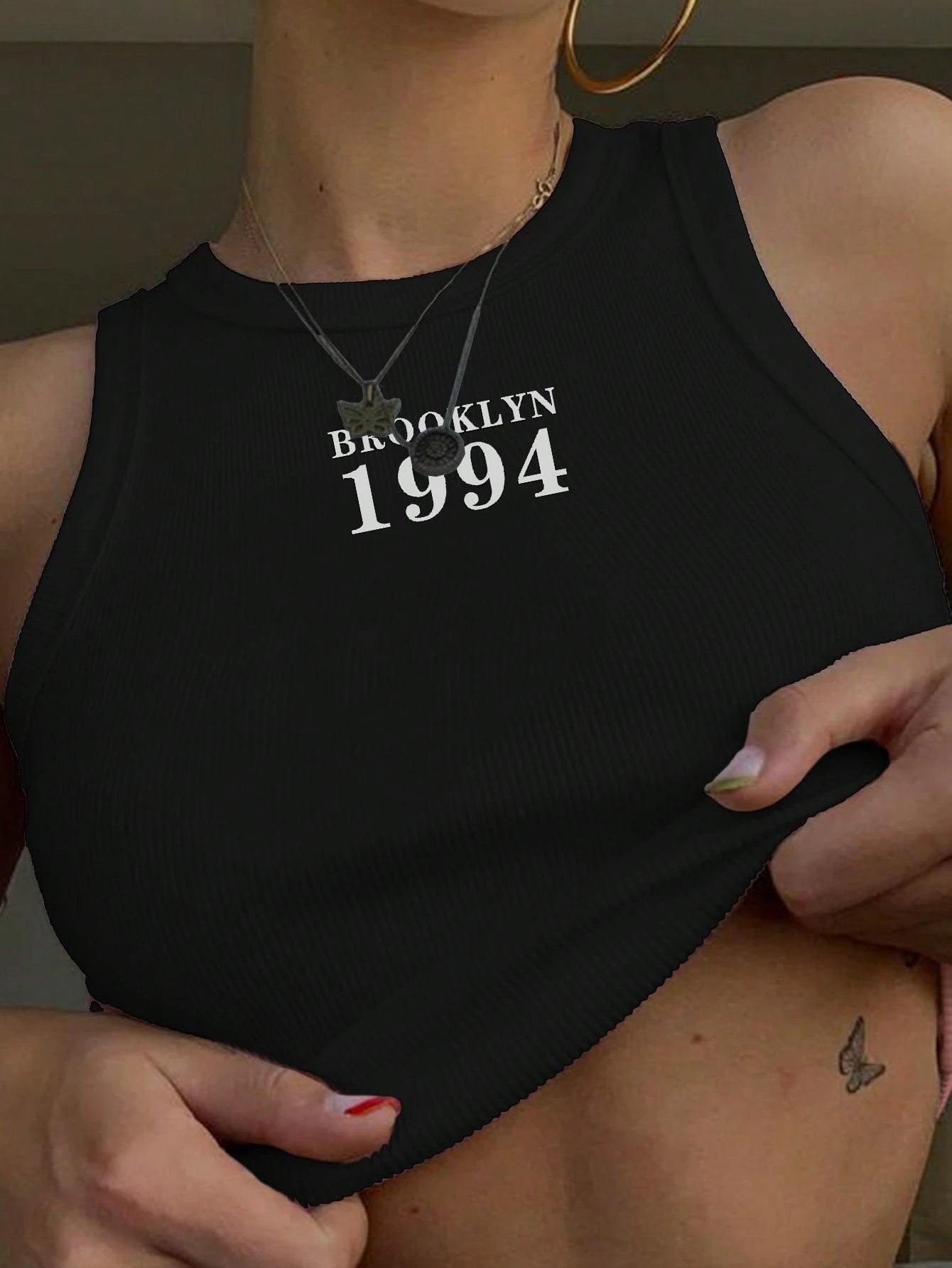 Letter Printed Crop Graphic Tee