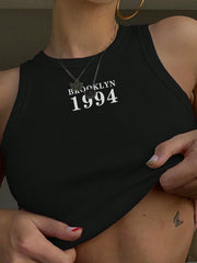 Letter Printed Crop Graphic Tee