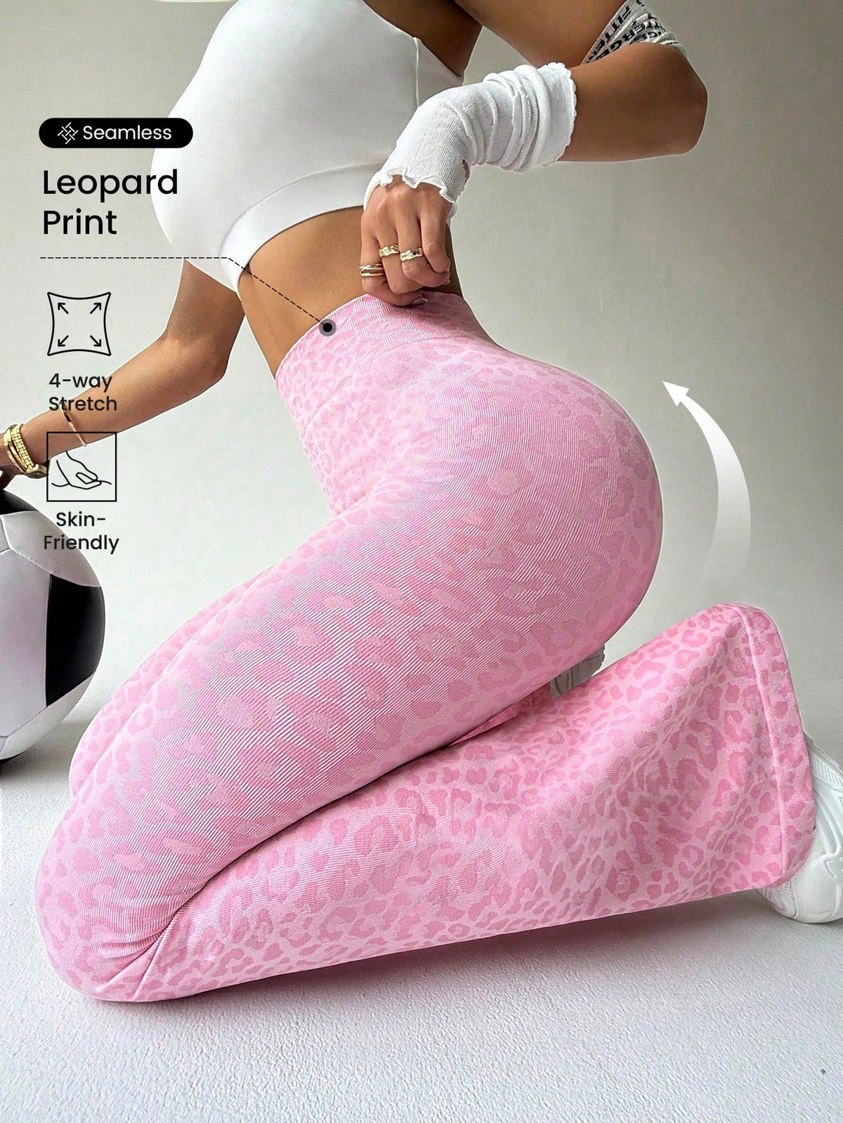 High Stretch  Wide Leg Leopard Print Sports Trousers