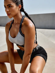 Letter Print Crisscross Back Sports Bra
