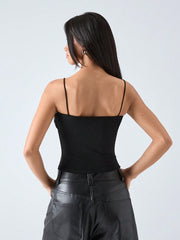 Metallic Decorative Thin Strap Top