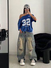 Loose Shoulder Oversized "Los Angeles 32" T-Shirt