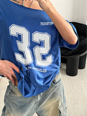 Loose Shoulder Oversized "Los Angeles 32" T-Shirt