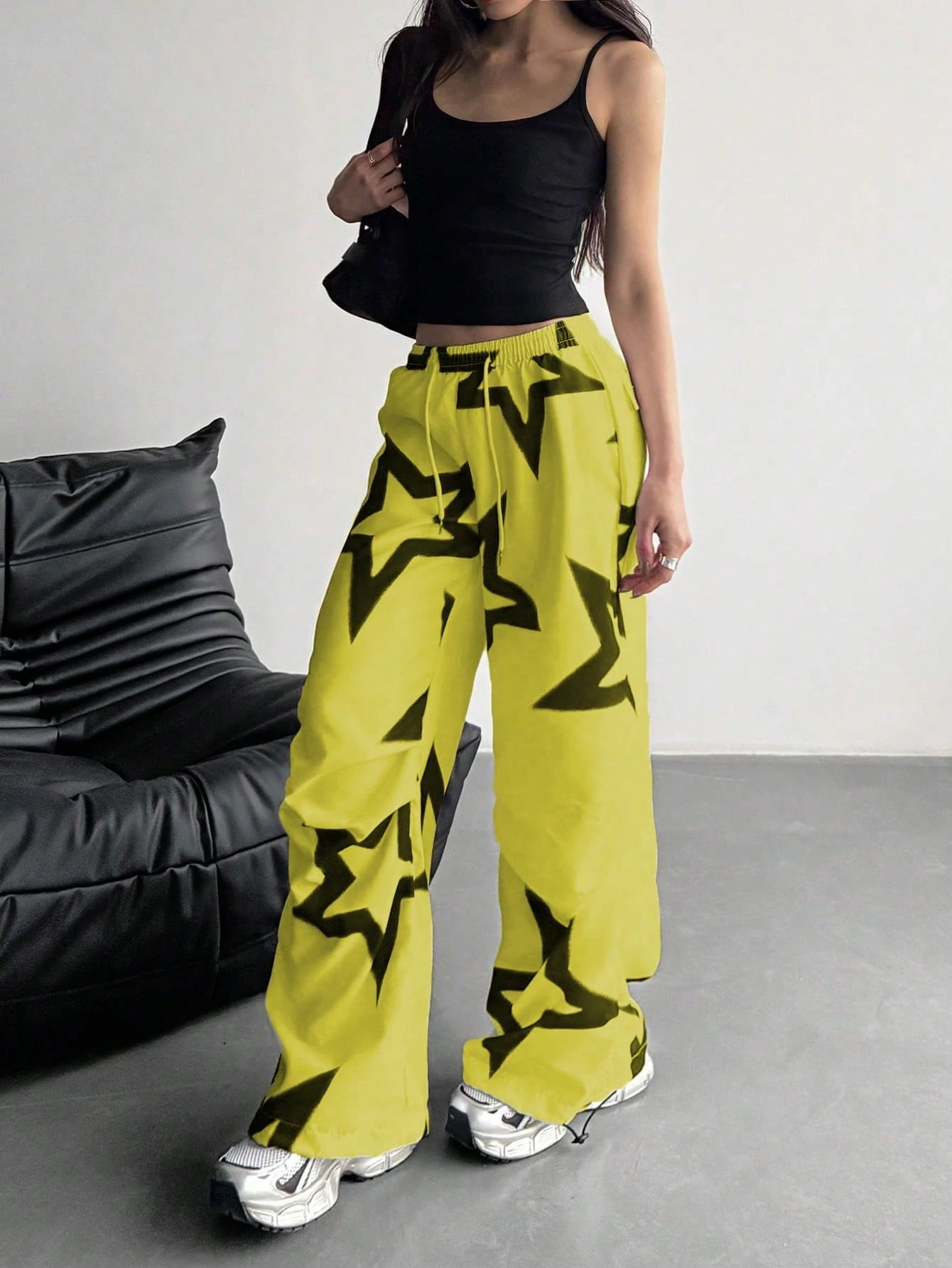 Star Print Wide Leg Pants