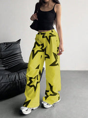 Star Print Wide Leg Pants