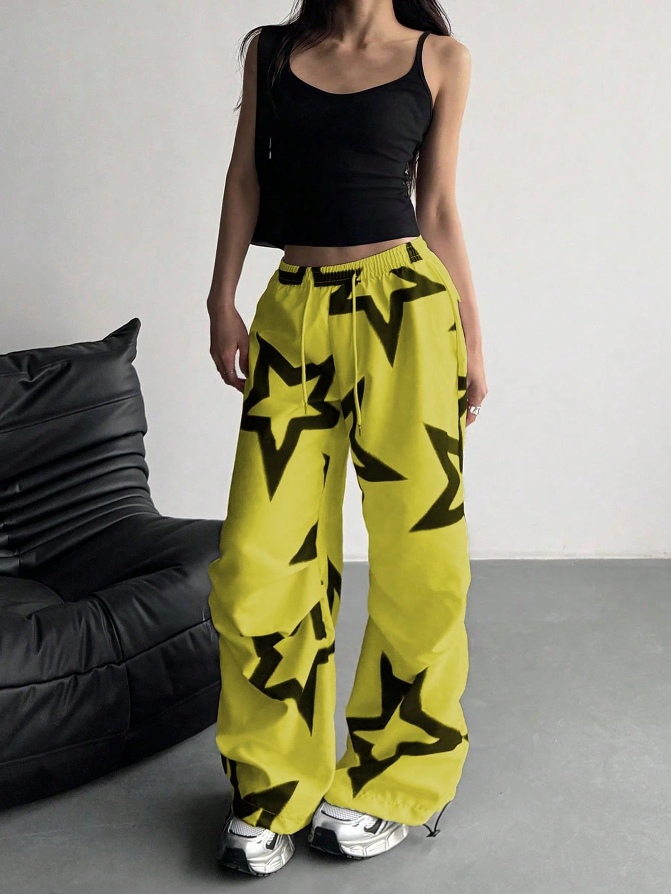 Star Print Wide Leg Pants