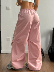 Color Block Drawstring Waist Embroidered Logo Pants