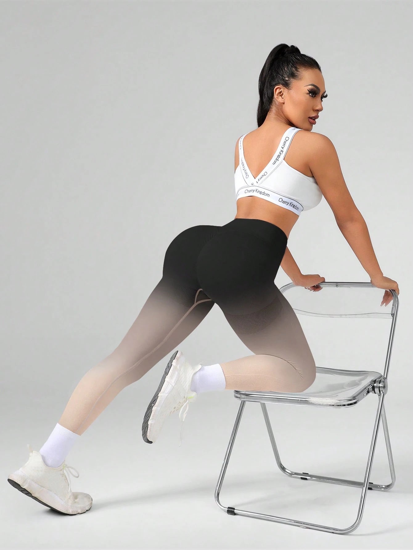 High Waist Gradient Color Elastic Fitness Leggings
