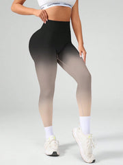 High Waist Gradient Color Elastic Fitness Leggings