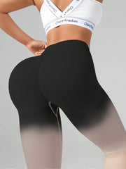 High Waist Gradient Color Elastic Fitness Leggings