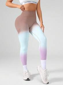 High Waist Gradient Color Elastic Fitness Leggings