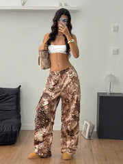 Hippie Vintage Print Cargo Pants