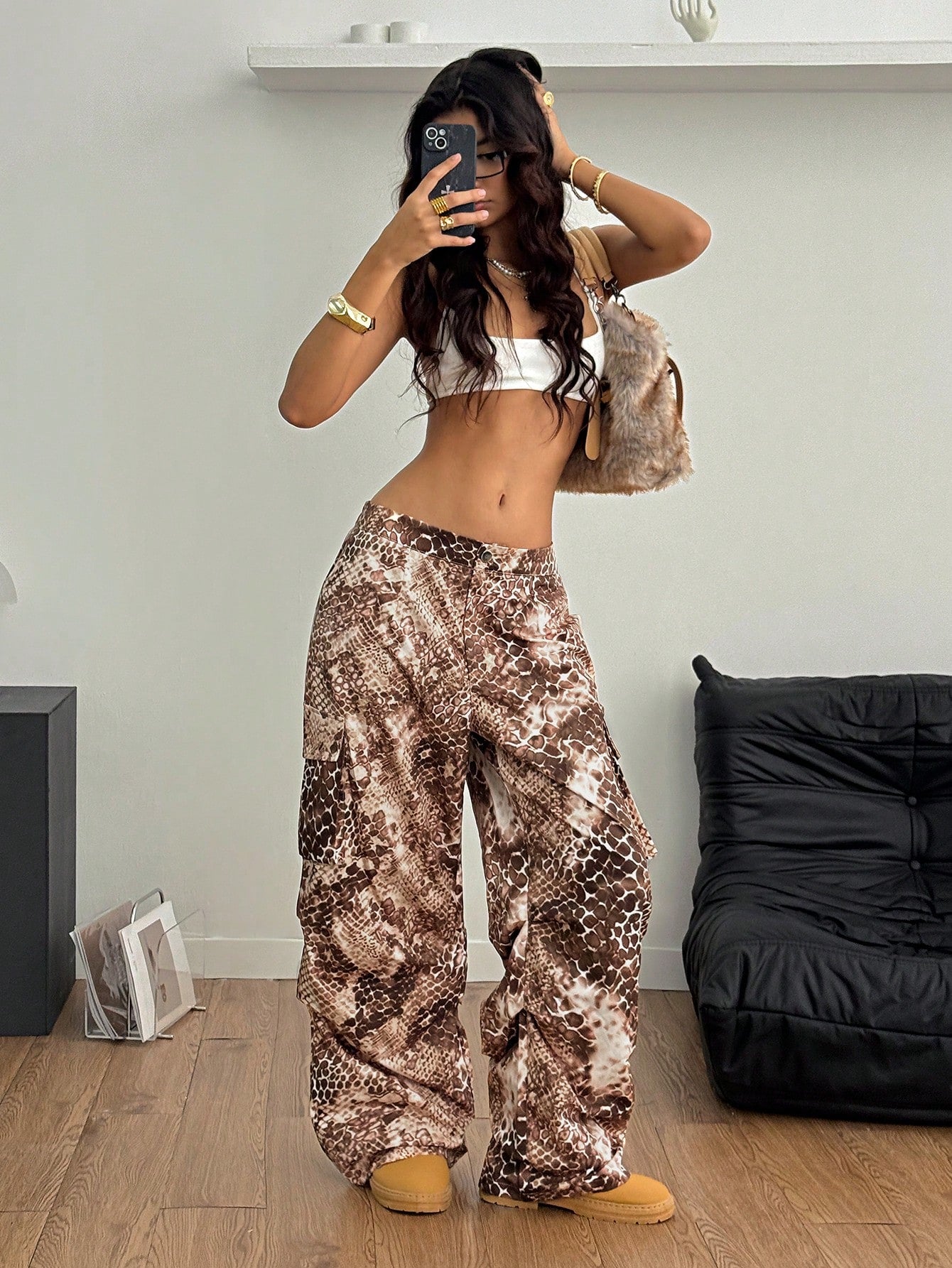 Hippie Vintage Print Cargo Pants