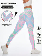 Printed Elastic High Waist Sports Legging