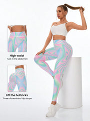 Printed Elastic High Waist Sports Legging
