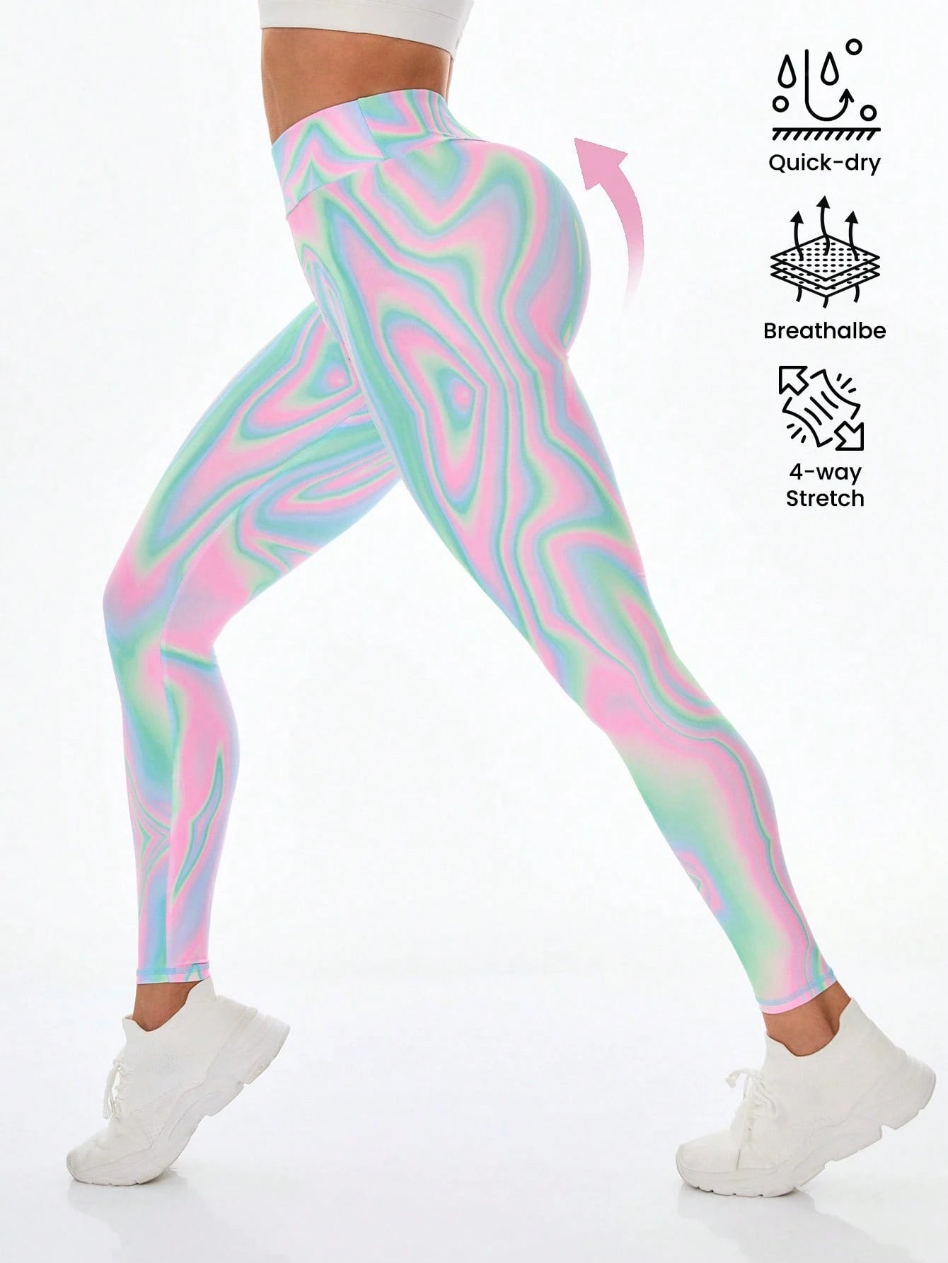 Printed Elastic High Waist Sports Legging