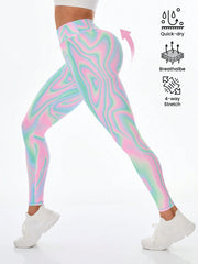 Printed Elastic High Waist Sports Legging