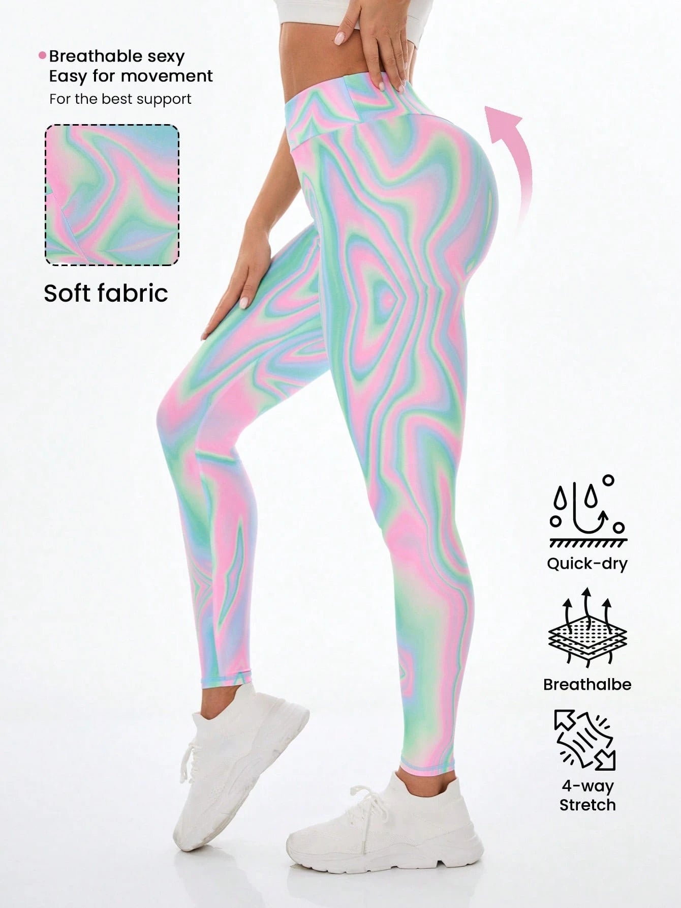 Printed Elastic High Waist Sports Legging