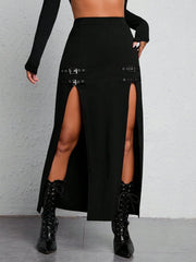 Buckle Detail Split Thigh Summer Skirt - ED
