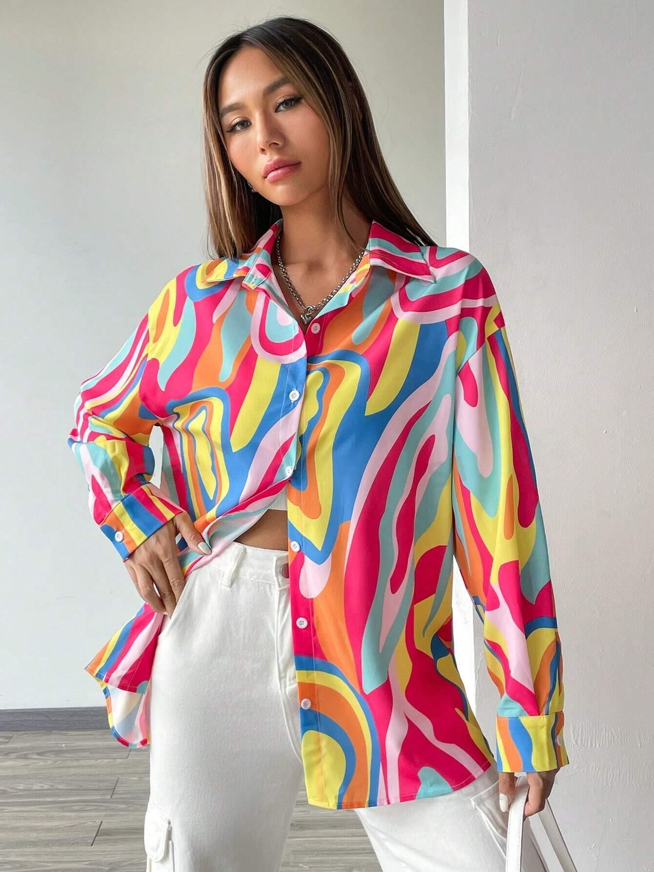 Allover Print Drop Shoulder Shirt SS24- FD