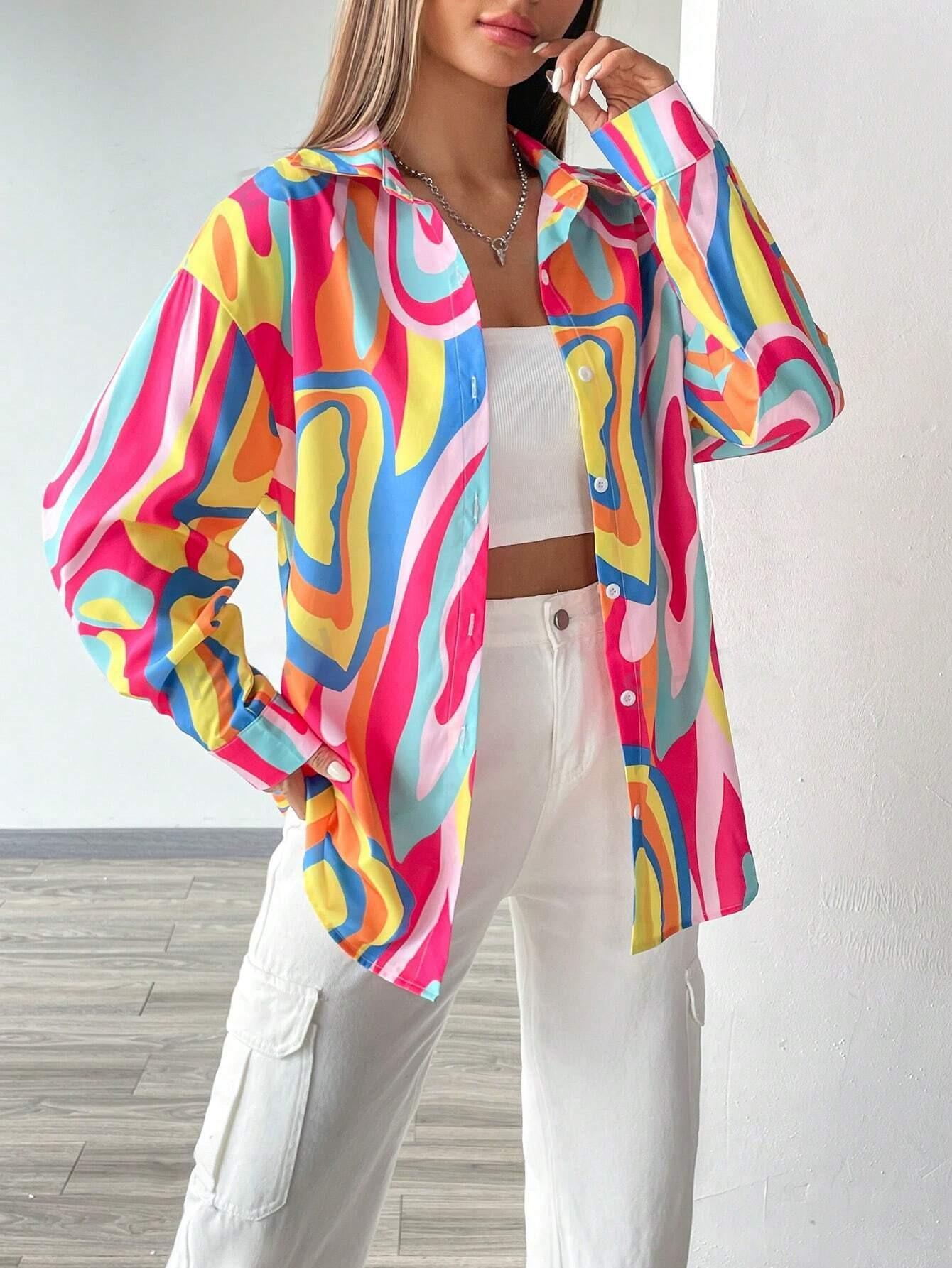 Allover Print Drop Shoulder Shirt SS24- FD