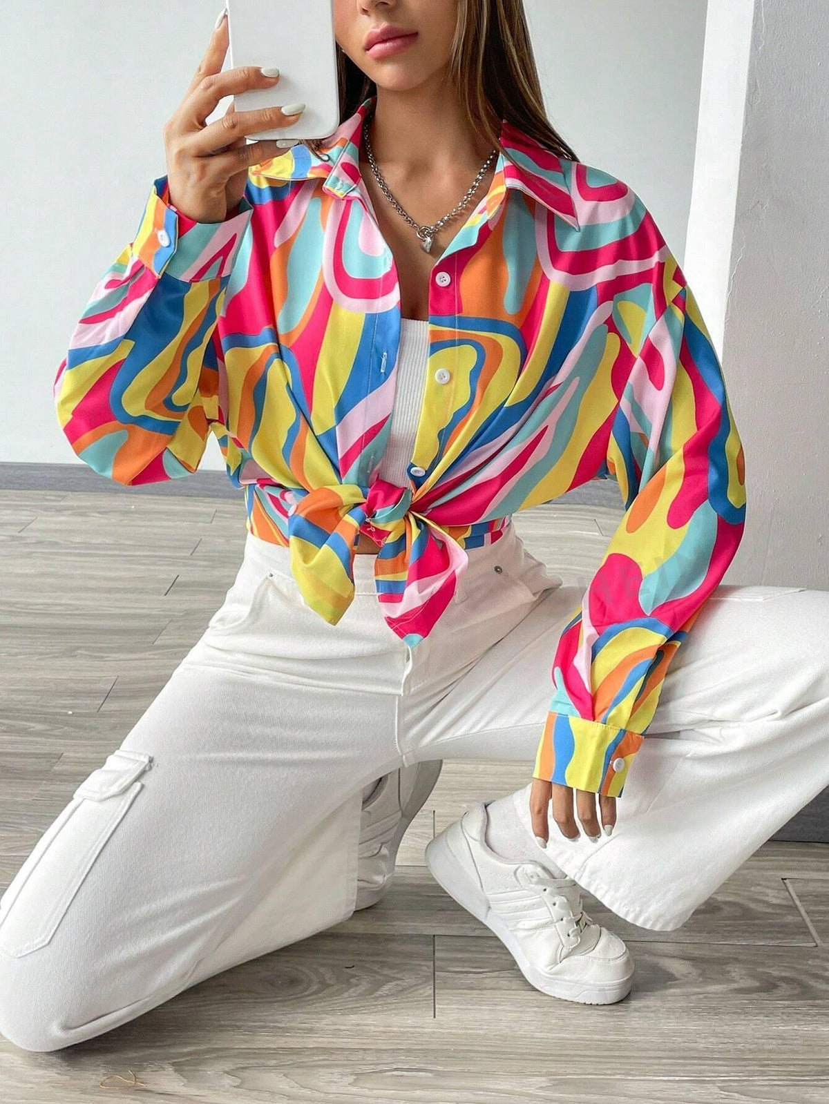 Allover Print Drop Shoulder Shirt SS24- FD