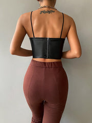 Solid PU Leather Cami Top SS24- FD