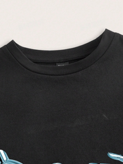 Bodycon T-Shirt With Letter And Hand Print - ED