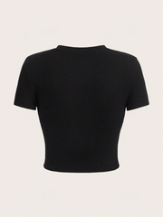 Bodycon T-Shirt With Letter And Hand Print - ED