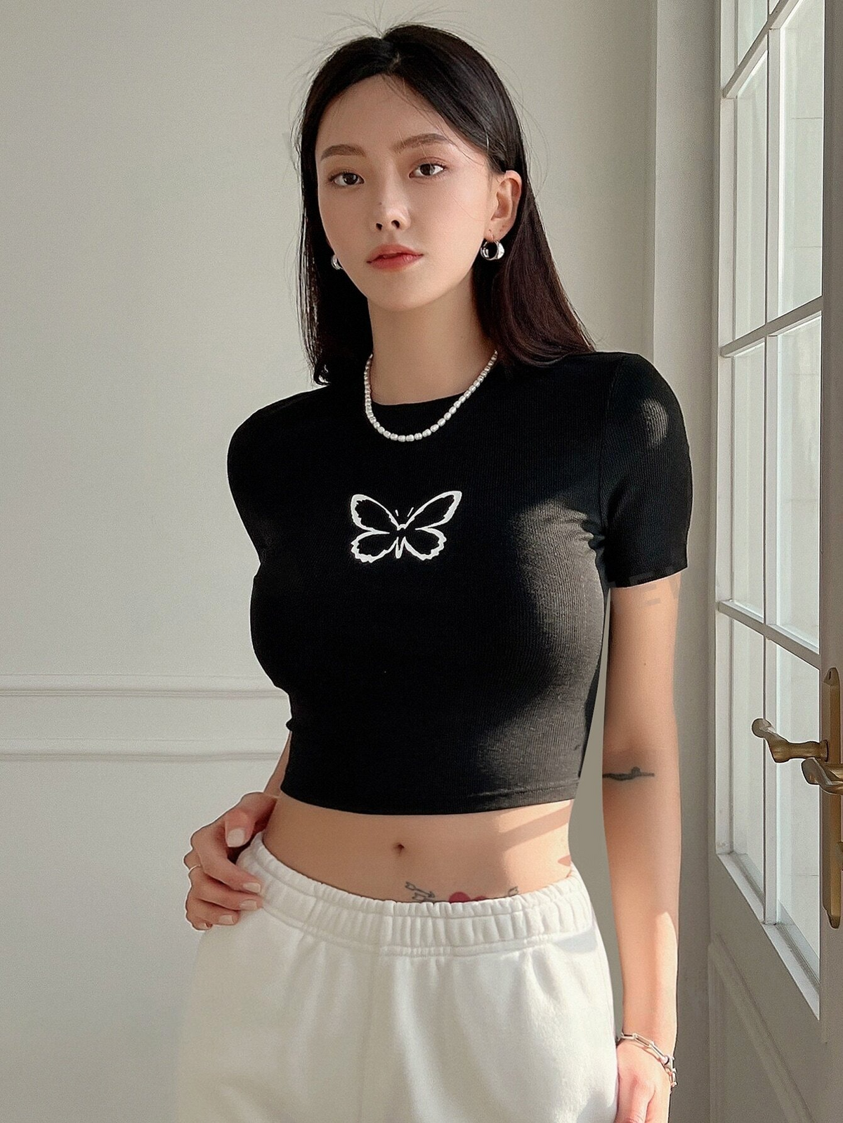 Butterfly Print Crop Tee SS24