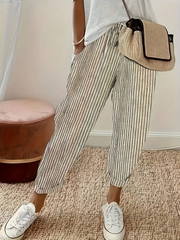 Striped Slanted Pocket Casual Straight Pants SS24