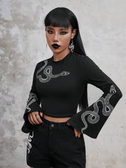 Goth Snake Print Crop Tee SS24- FD