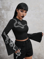 Goth Snake Print Crop Tee SS24- FD