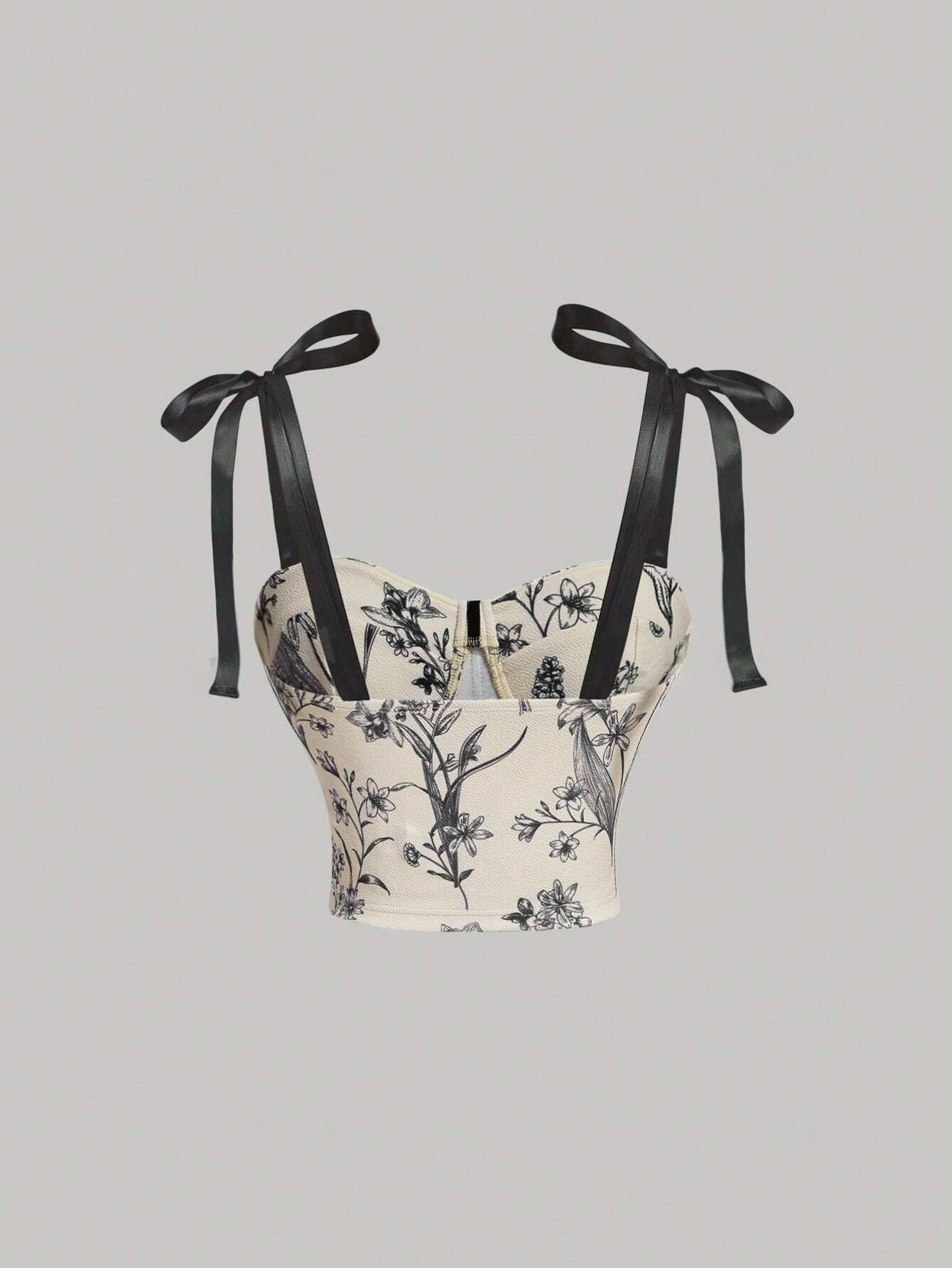 Floral Print Tie Shoulder Corset Structure Cami Top SS24-FD