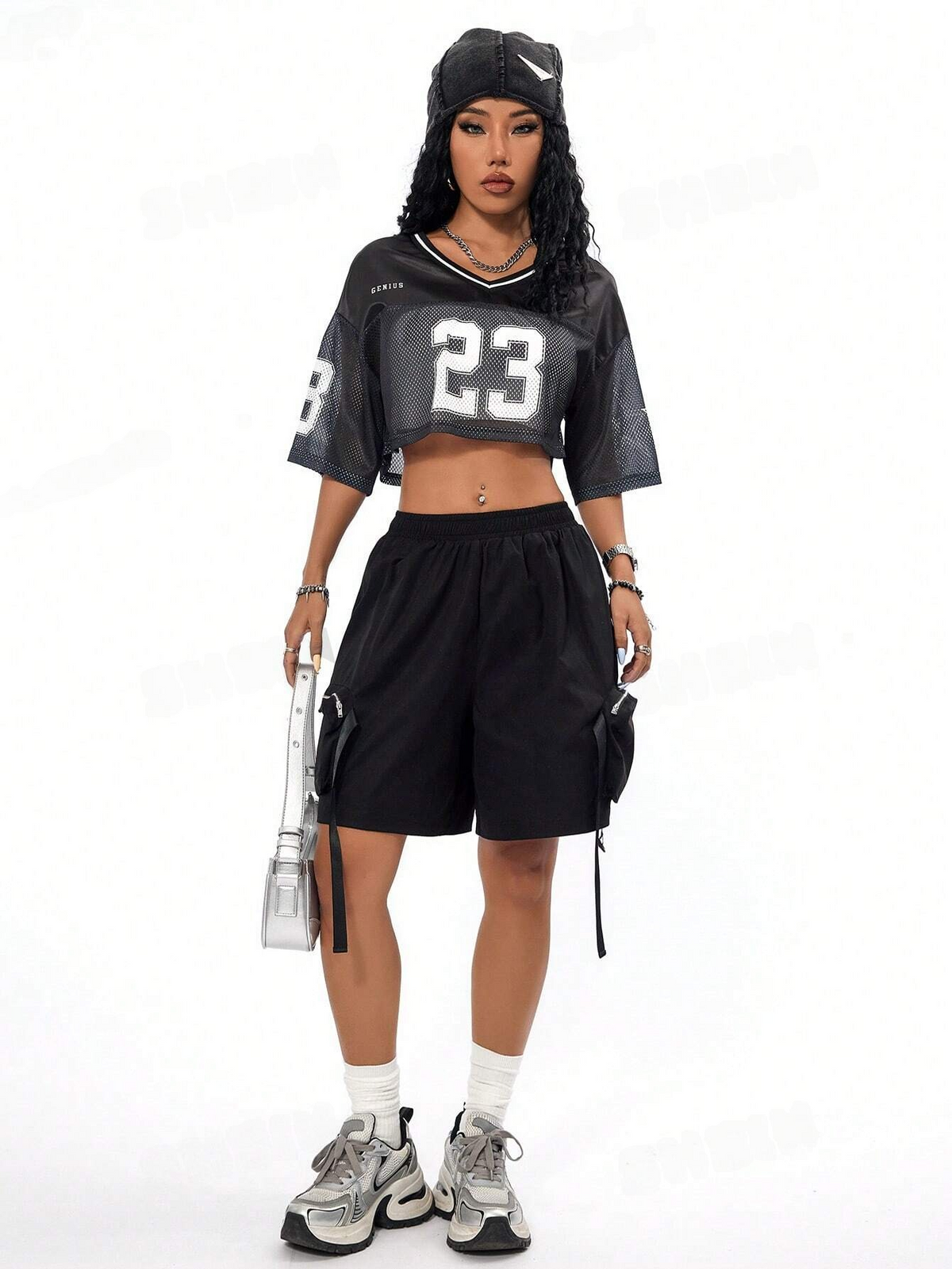 Street Style Race Car Digital Print Short Sleeve Cropped T-Shirt - ED