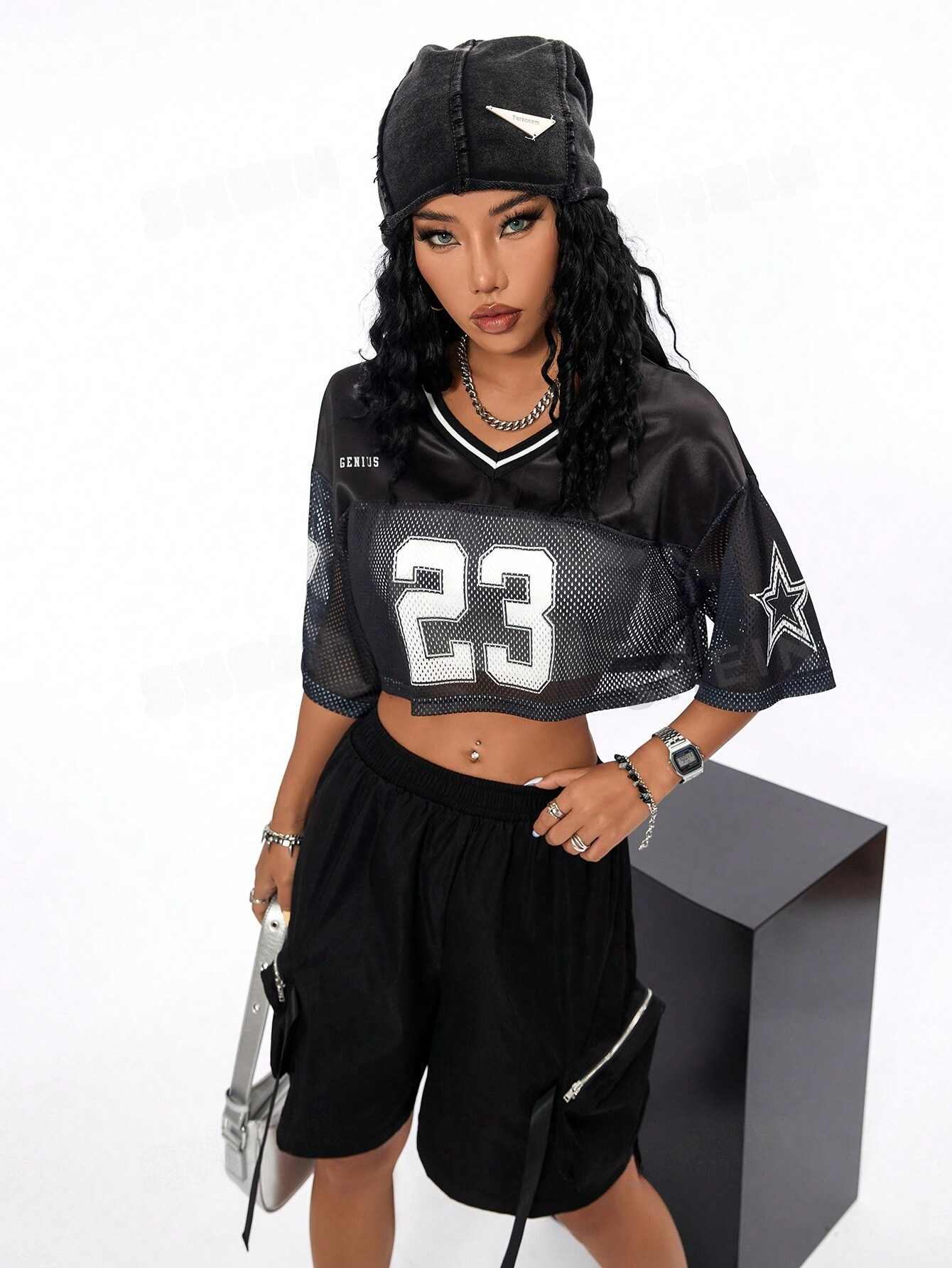 Street Style Race Car Digital Print Short Sleeve Cropped T-Shirt SS24 - FD