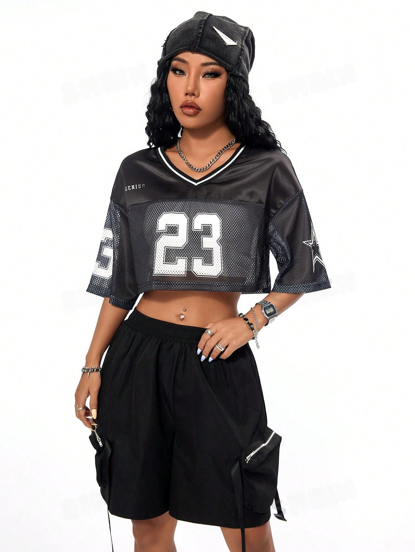 Street Style Race Car Digital Print Short Sleeve Cropped T-Shirt SS24 - FD
