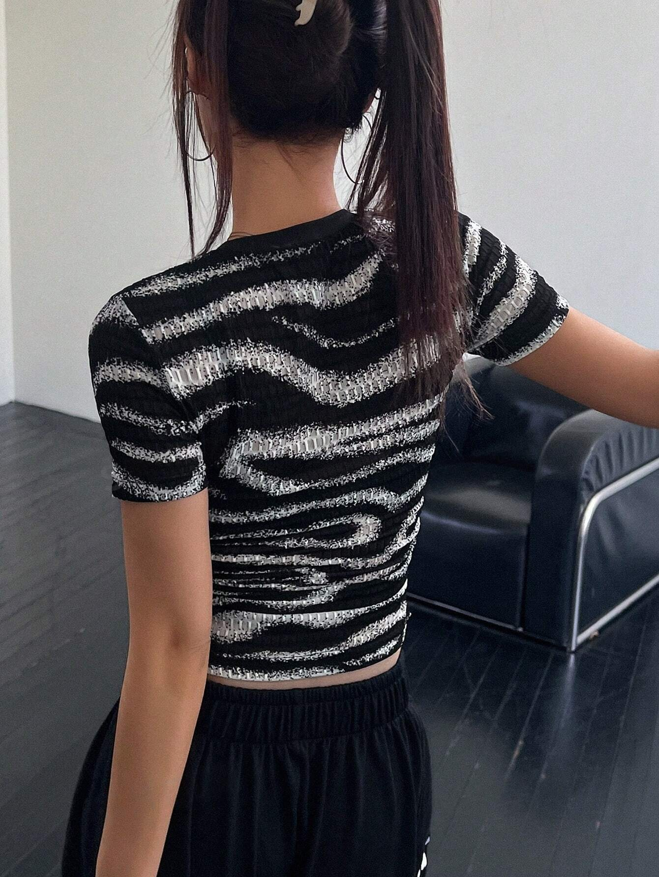 Printed Round Neck Short Sleeve T-Shirt SS24 - FD