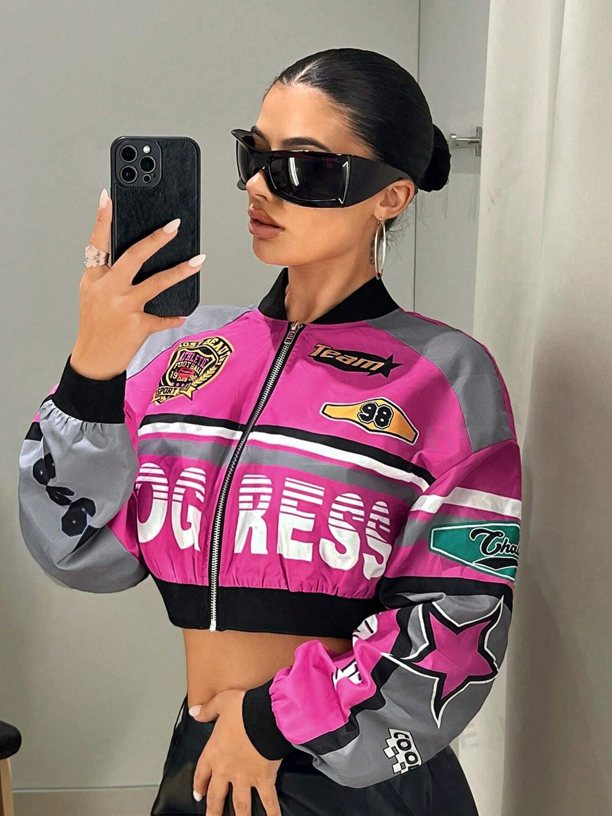 Letter Printed Short Baseball Jacket SS24 -FD