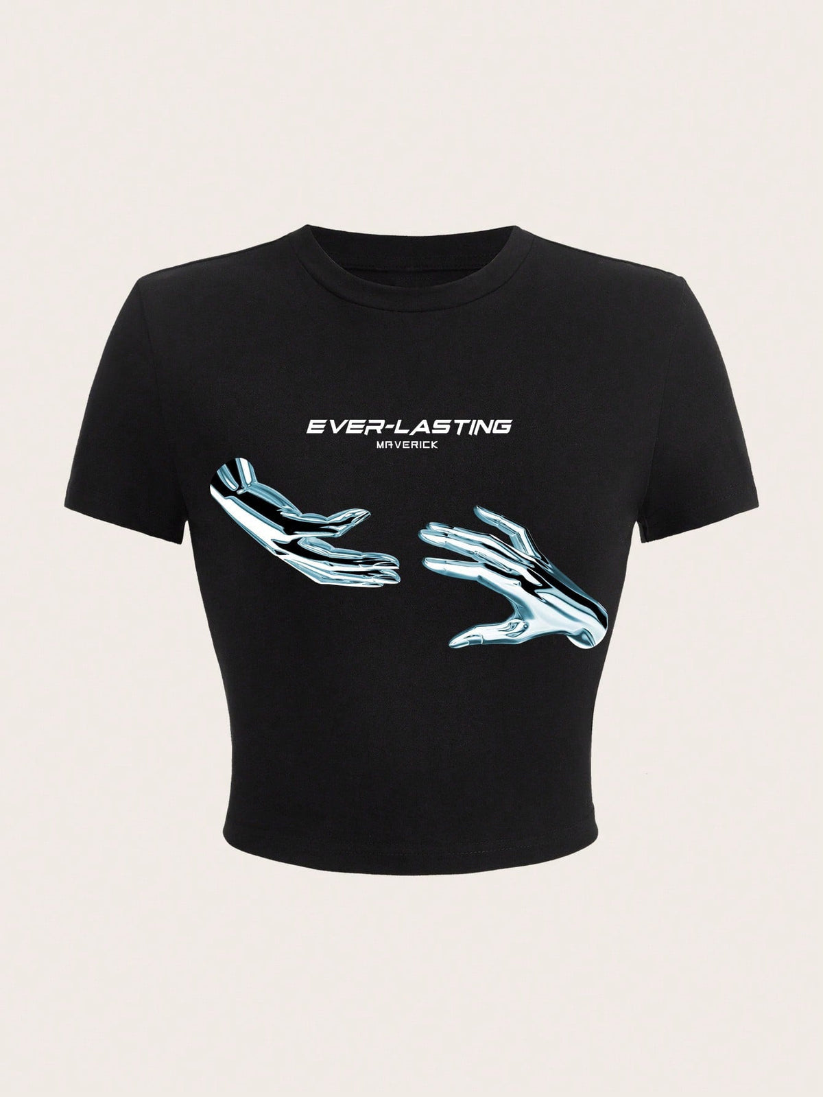 Bodycon T-Shirt With Letter And Hand Print - ED